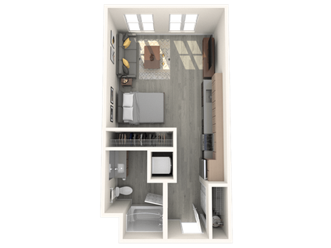 Floor plan for studio, 1 bath, 473 sqft